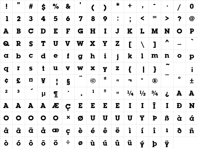 Lubalin Graph ITC T Bold  glyph index