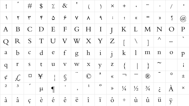 Badr Normal  glyph index