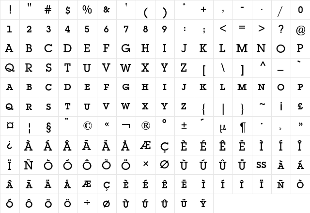 Lubalin Expert BQ Regular  glyph index