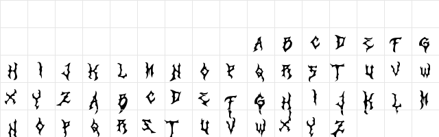 Monumental Regular  glyph index