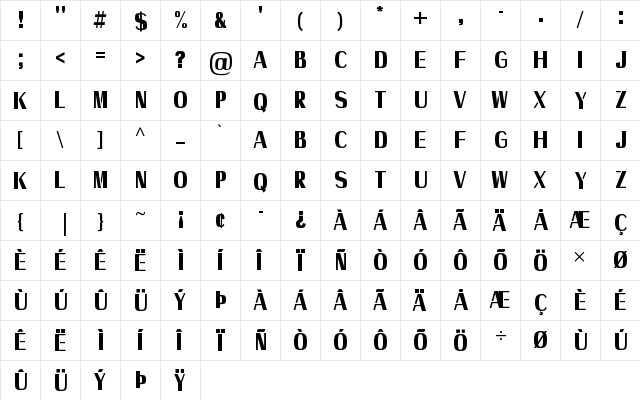 Axile - Personal Use Only Regular  glyph index