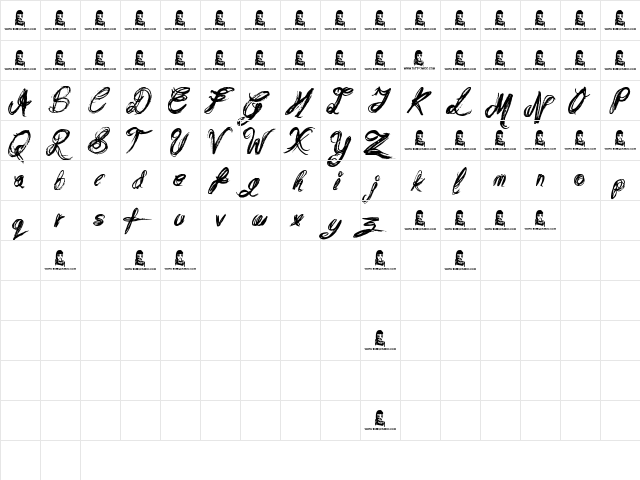 Messy Script Regular  glyph index
