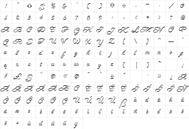 NeonDerthaw Regular  glyph index