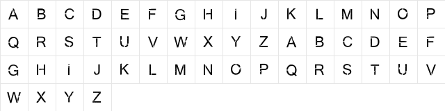 Virtual Bliss Regular  glyph index
