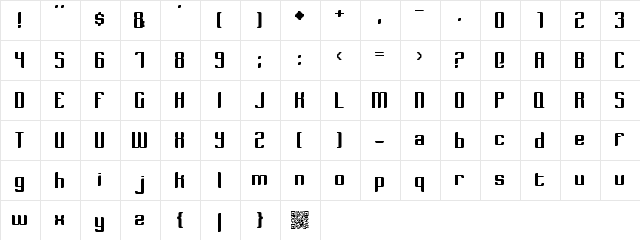 Dymeda Regular  glyph index