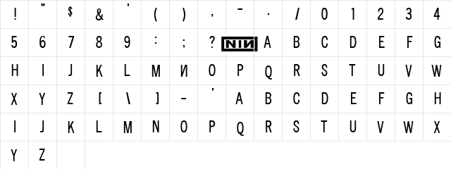 Halo Eleven Normal  glyph index