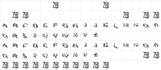 Zone23_zazen Normal  glyph index