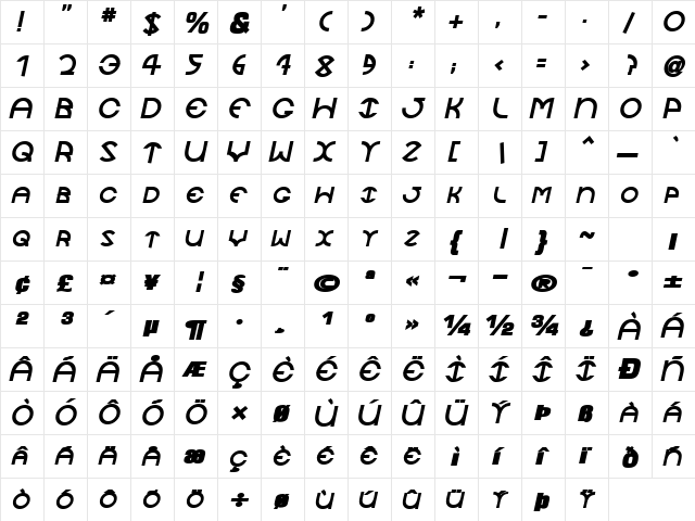 TocopillaSCapsSSK BoldItalic  glyph index