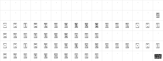 PlayingCards Regular  glyph index
