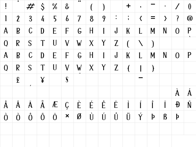 ANTENNA Regular  glyph index