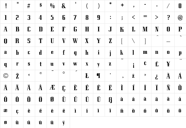 EdenBold Regular  glyph index