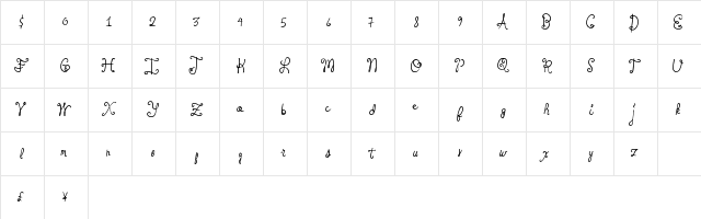 SpringTyme Regular  glyph index