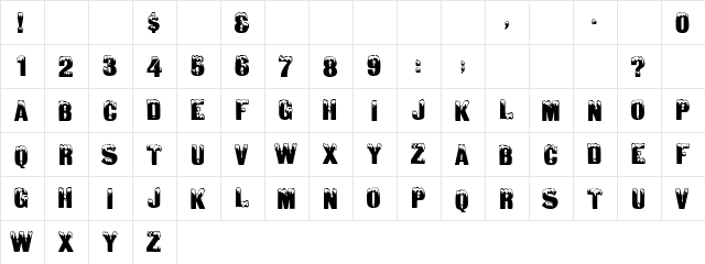 Ice Caps Regular  glyph index