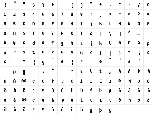 Boks-Heavy Heavy  glyph index