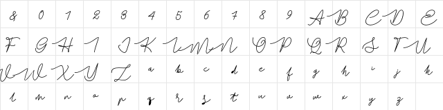 Batavia Glamore Script Bold  glyph index