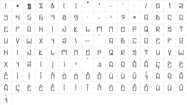 Jesus Chorou Regular  glyph index