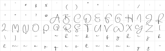Beauty Dream Regular  glyph index