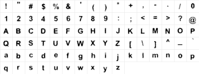 Stretch Font Regular  glyph index