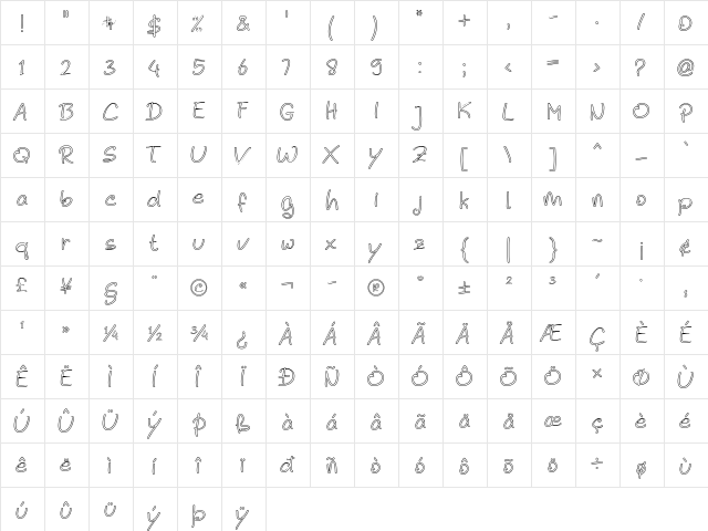 Noela Sherly Outline Regular  glyph index