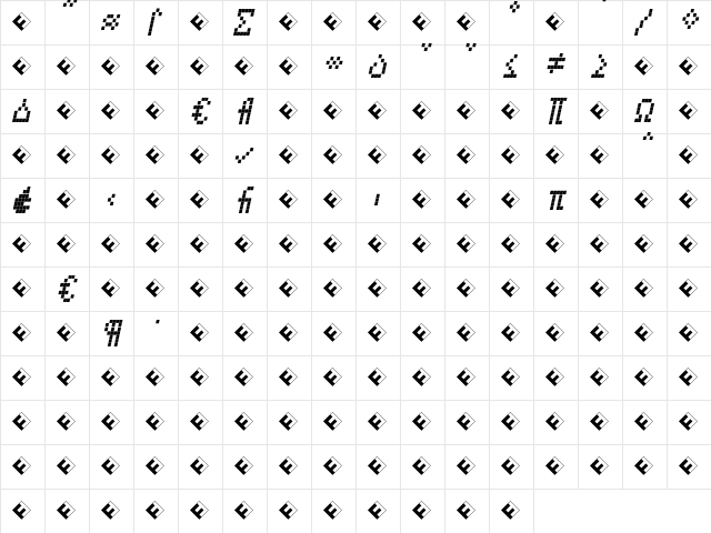 CallEight-ItalicExp Regular  glyph index