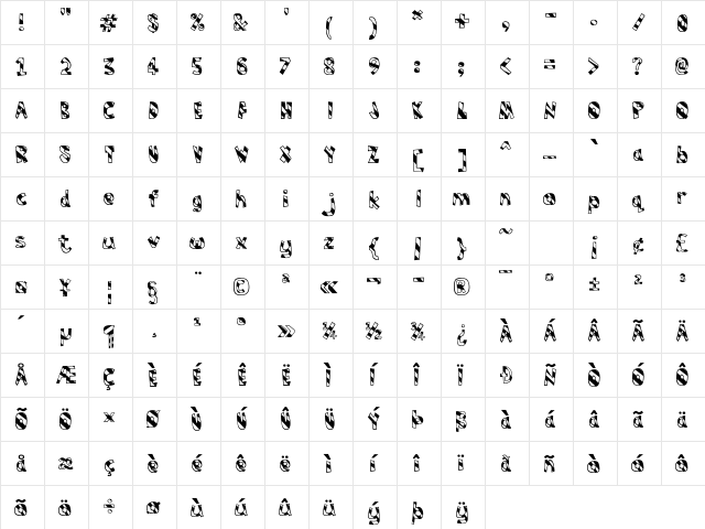 Humbug Regular  glyph index