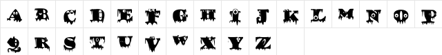 Monstors Regular  glyph index