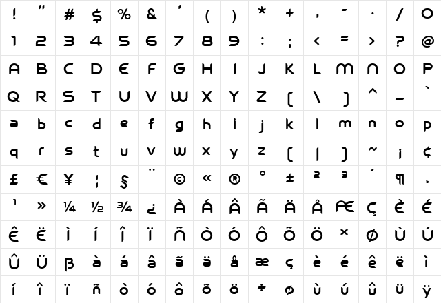 WelcomeXpdf Regular  glyph index
