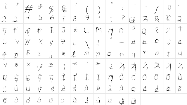 Heartbeats Regular  glyph index