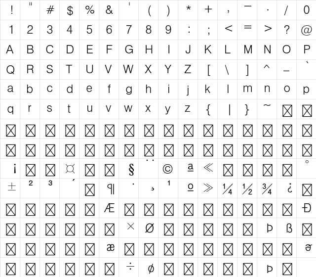 HY Gothic Std M  glyph index