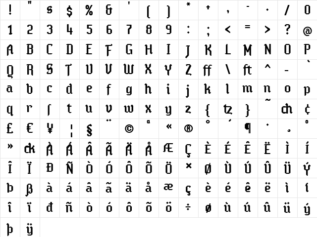 Semper Idem Regular  glyph index