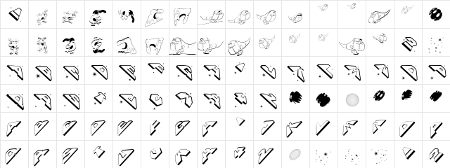 SpaceAttacks Regular  glyph index