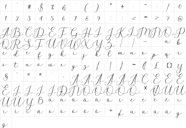 Montens Regular  glyph index