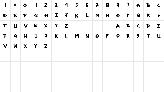 SRG MARKER Regular  glyph index