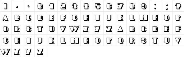 Angelica Shadow Regular  glyph index
