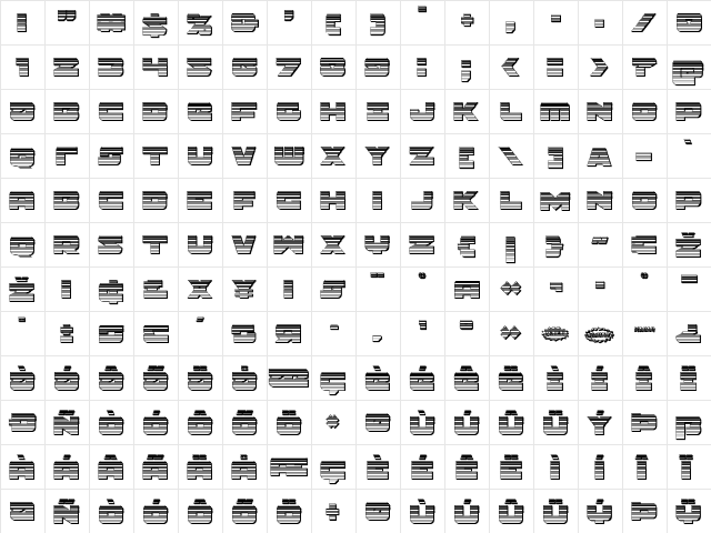 Banjin Scanlines Chrome Regular  glyph index