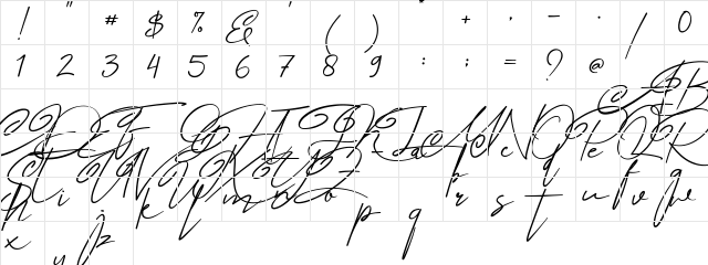Angers Script Regular  glyph index