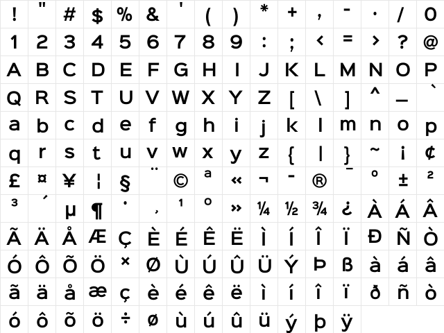 Sinkin Sans 600 SemiBold 600 SemiBold  glyph index