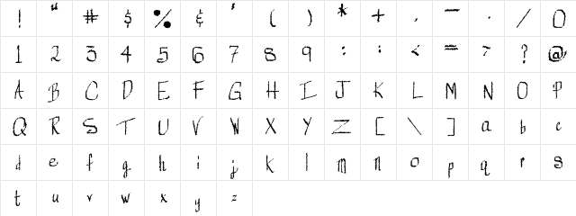 Mechanical Rorschach Regular  glyph index