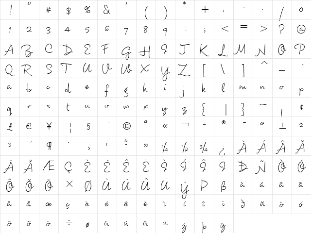 Dartangnon ITC Light  glyph index