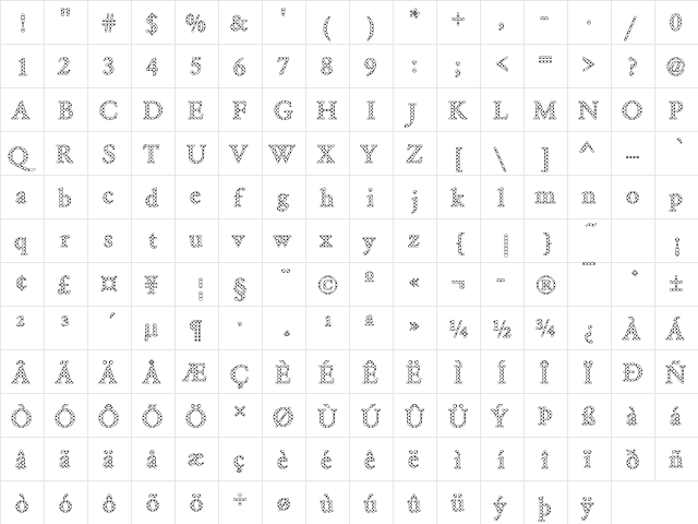 Garamond08 Becker Regular  glyph index