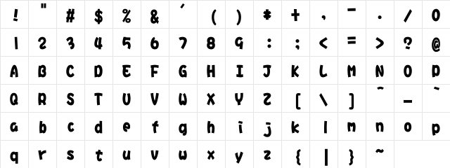 DFHaiBaoW12U-B5 Regular  glyph index