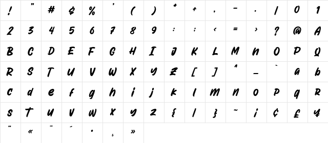 Attractype Reborn Regular  glyph index