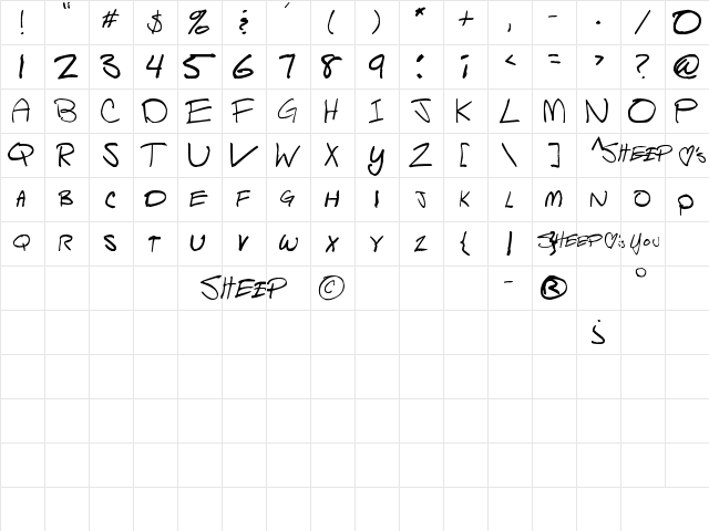 Script of Sheep Regular  glyph index