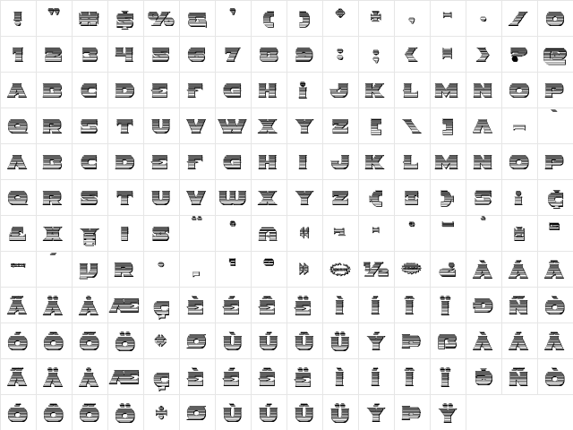 Indigo Demon Chrome Regular  glyph index