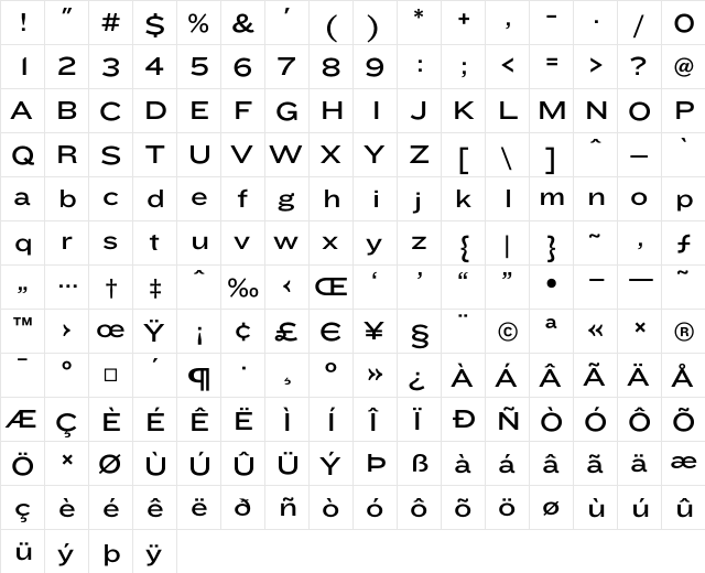Knockout HTF34-JuniorSumo  glyph index