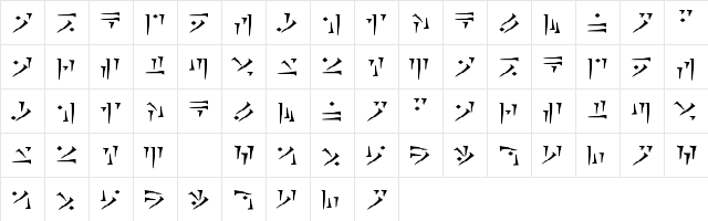 Dovahkiin Regular  glyph index