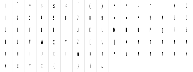 Movie Poster Condensed Bold  glyph index
