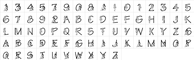LMS Betty and Veronica Regular  glyph index