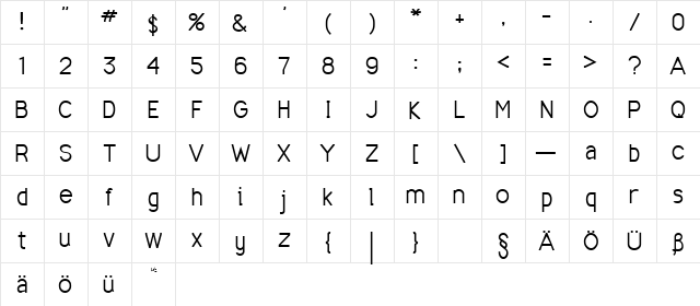 Dude Normal  glyph index