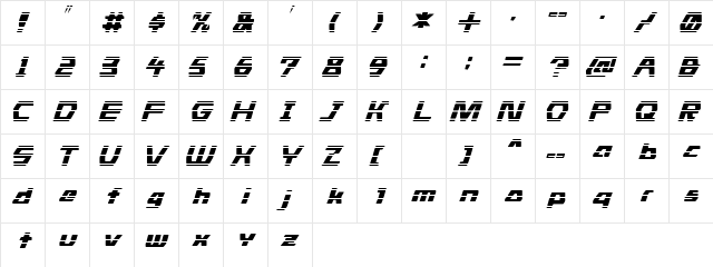 Stride Regular  glyph index
